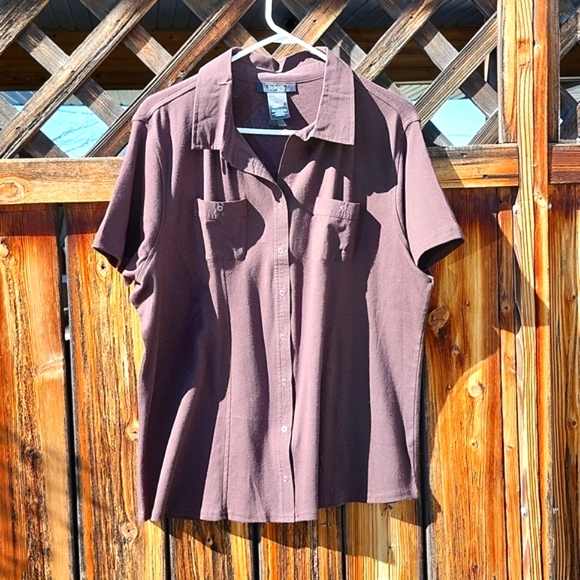 ⭐️Style and Co Brown Button Down Tee - Picture 5 of 7